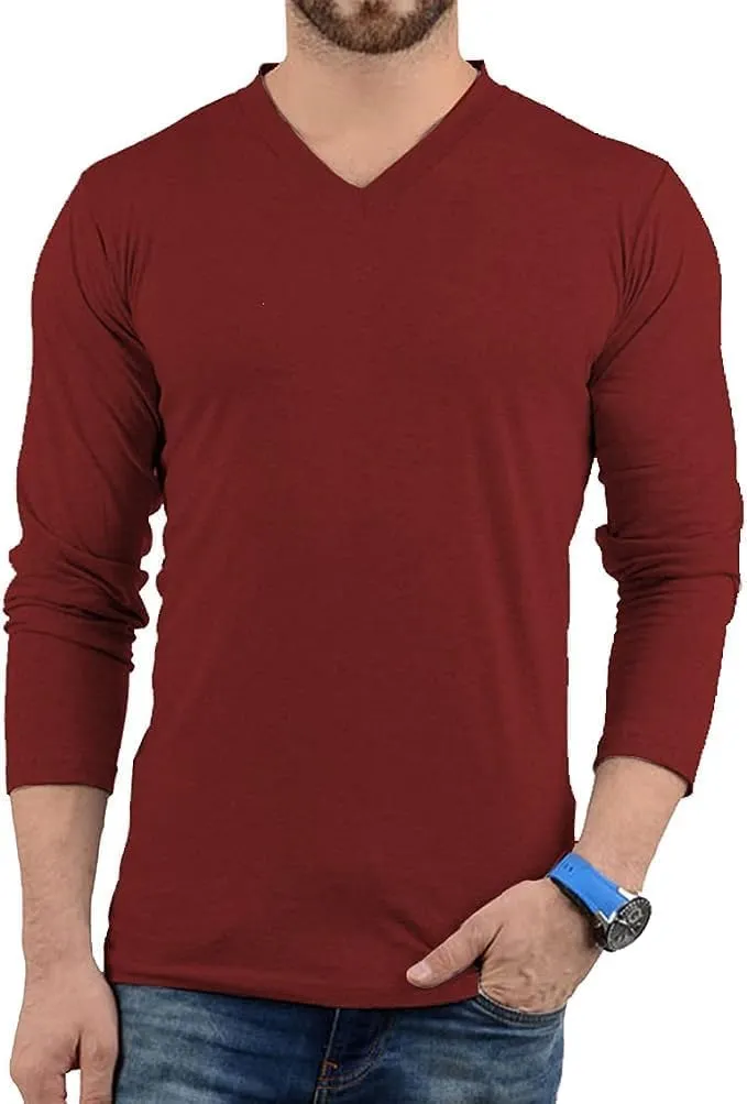 V Neck T Shirts Men  Light and Soft Pullover T Shirt with Long Sleeve- Perfect for Daily Use or Casual Events