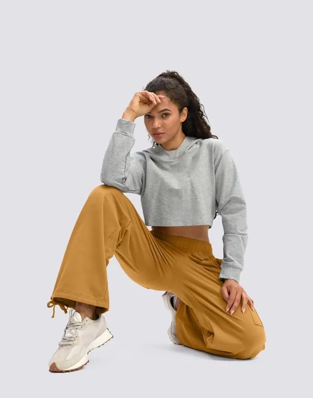 Viodia Womens Cargo Sweatpants High Waisted Wide Leg Baggy Cotton Pants Straight Leg Loose Joggers for Casual Lounge