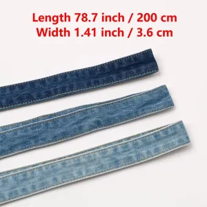 Women Denim Waist Belt Self Tie Waist Band for Pants Jeans Dress