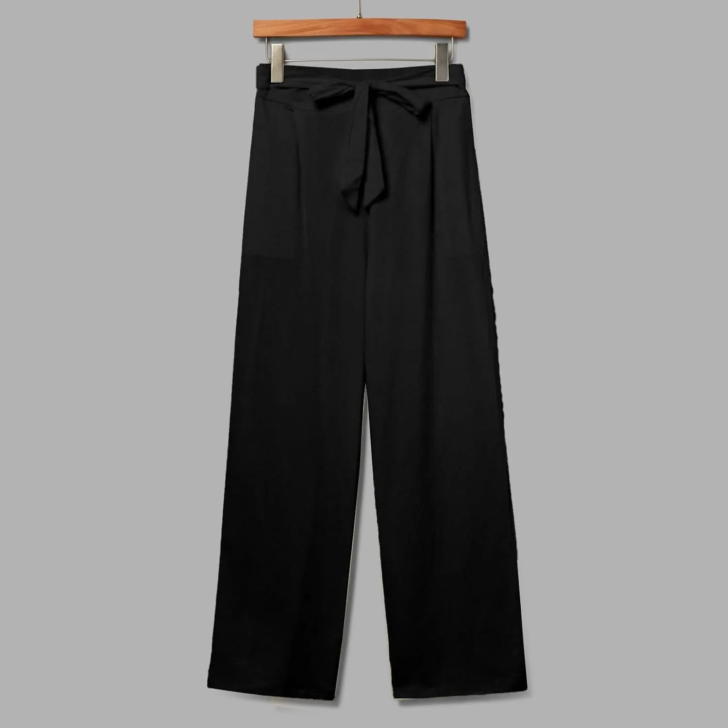 Women Linen Pants Casual Drawstring High Waisted Straight Leg Summer Pants Casual Comfy Beach Trouser with Pockets