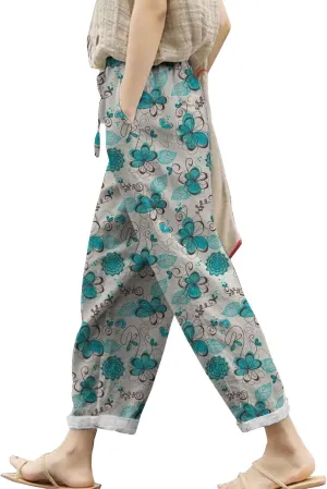 Women Linen Pants Summer Casual Drawstring Pants Business Work Casual Palazzo for Women Palazzo