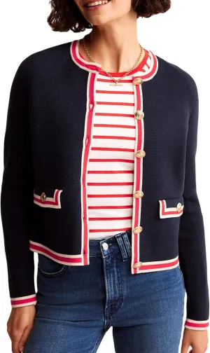 Women's Cardigan Sweater Open Front Color Block Button Down Knit Tweed Jackets Fall Cropped Coat