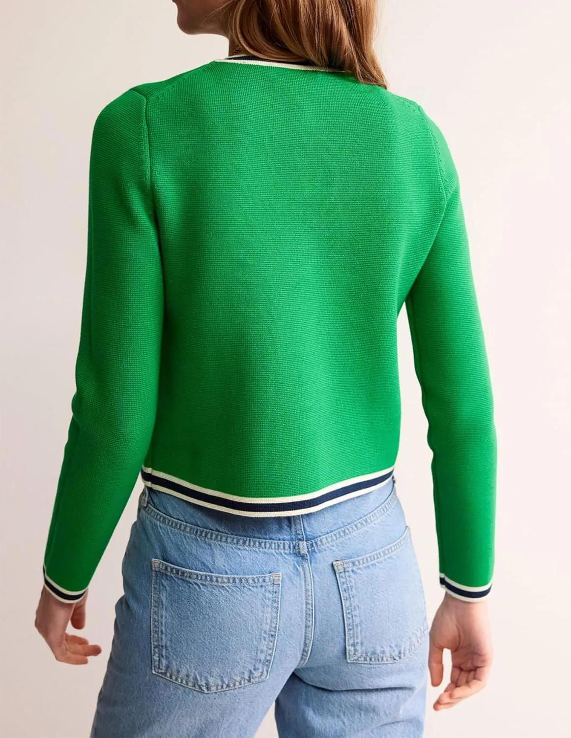 Women's Cardigan Sweater Open Front Color Block Button Down Knit Tweed Jackets Fall Cropped Coat