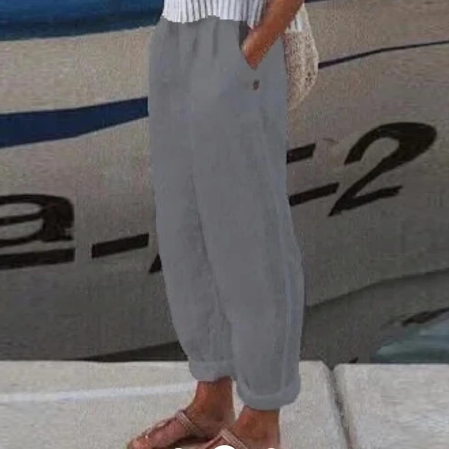 Women's Casual Wide Leg Palazzo Pants High Waist Loose Casual Pants Long Straight Drawstring Pants Trousers