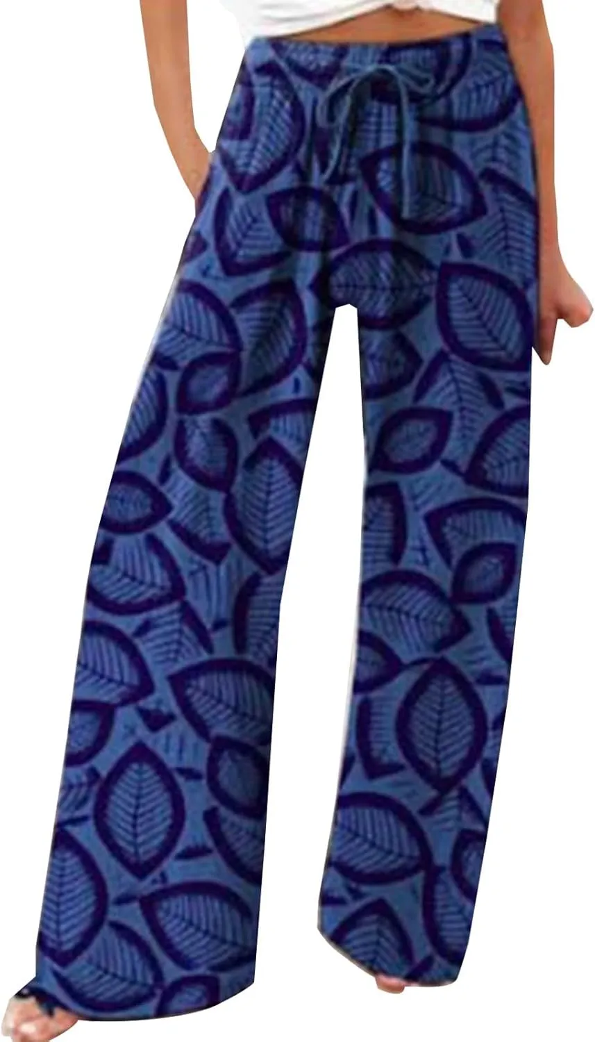 Womens Elastic High Waisted Pants Womens Cotton Casual Loose Pants Comfy Work Pants Work Casual Trousers