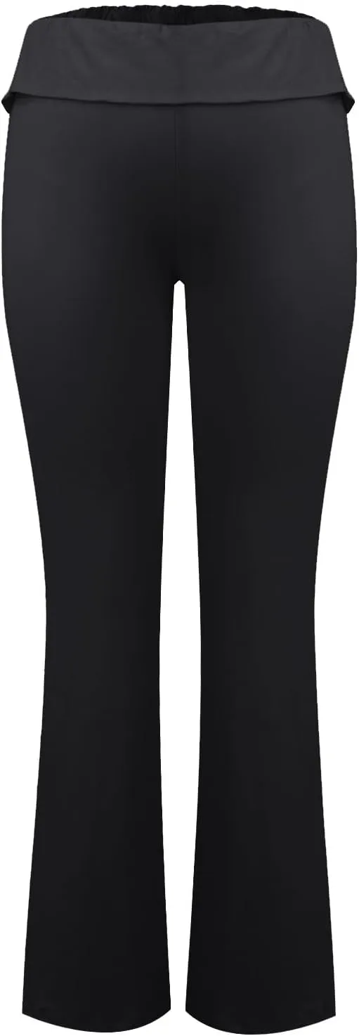 Womens Flare Leggings Fold Over Yoga Pants Y2K Low Rise Wide Leg Sweatpants Bell Bottom Buttery Soft Cotton Leggings