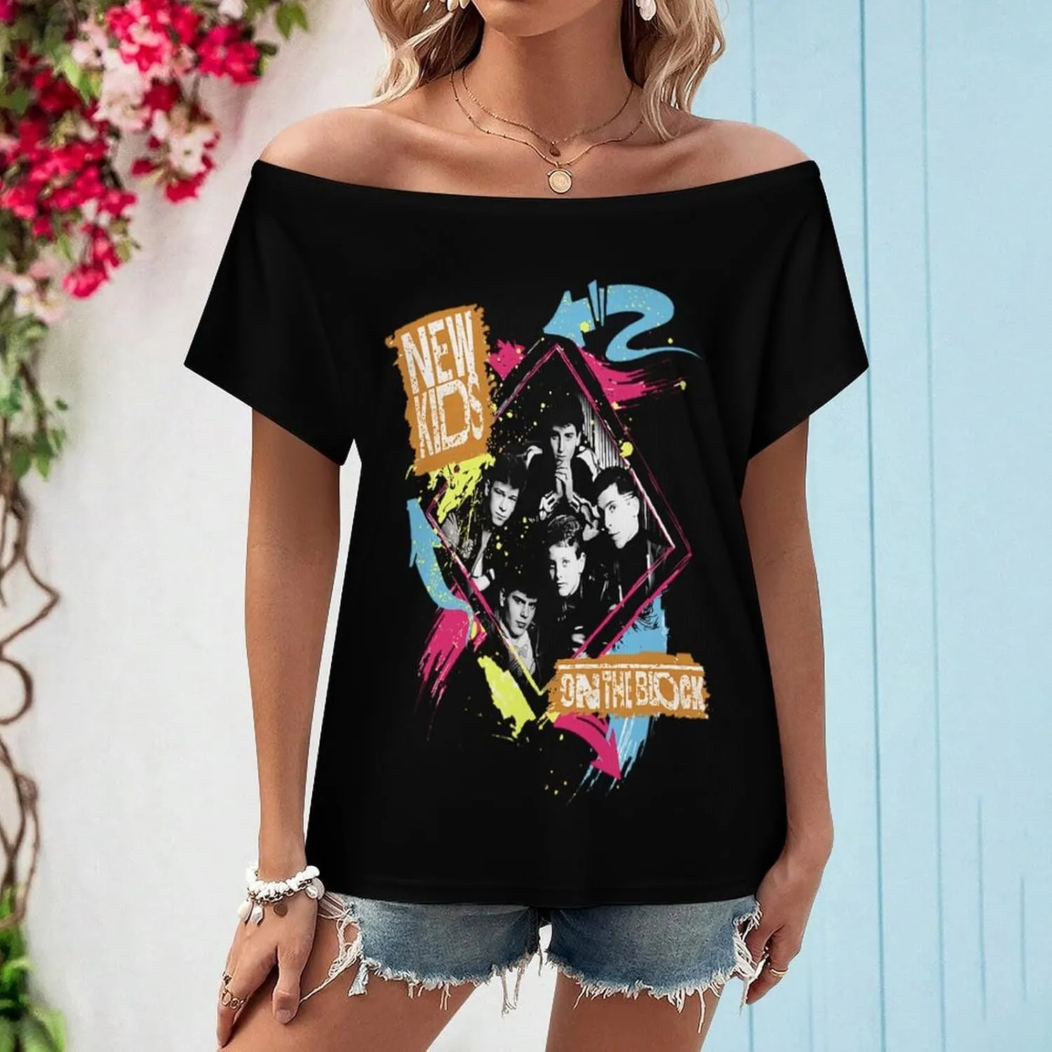 Women's Off Shoulder Tops, One Shoulder Shirts, Short Sleeves Sexy Slim Fit Tees