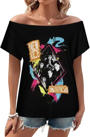 Women's Off Shoulder Tops, One Shoulder Shirts, Short Sleeves Sexy Slim Fit Tees
