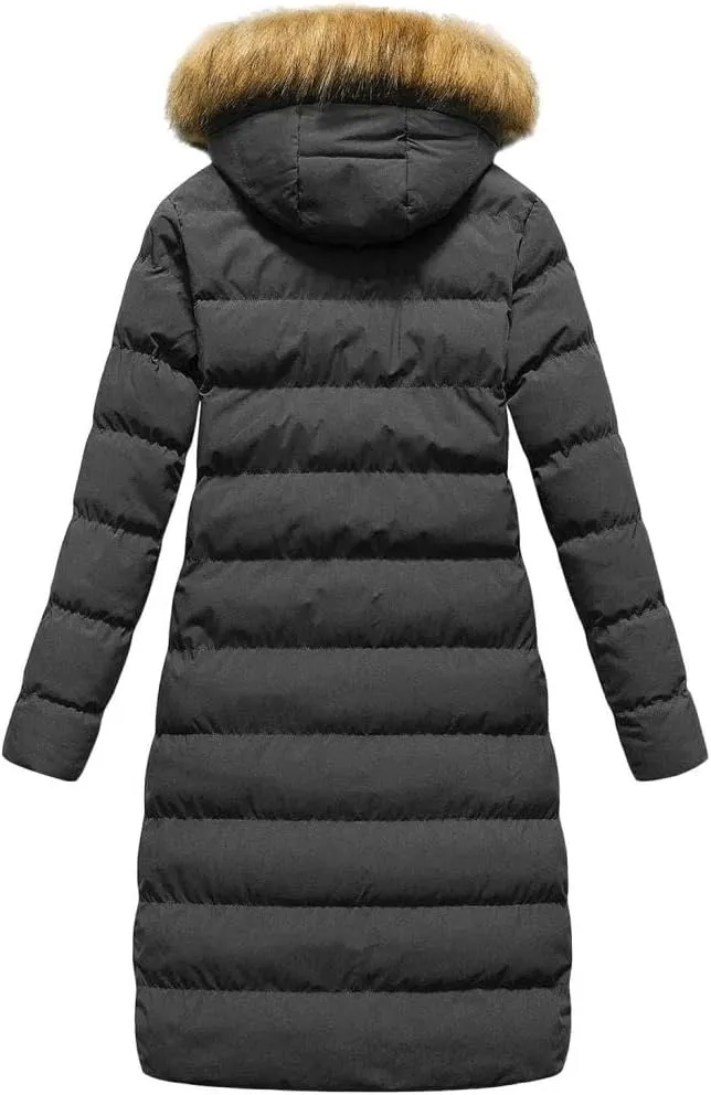Womens Shiny Jacket With Removable Hood Winter Casual Going Out Parka Coat Long Plus Size Thicken Puffer Coat