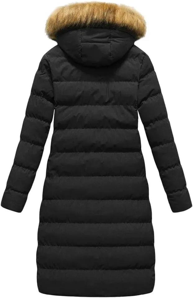 Womens Shiny Jacket With Removable Hood Winter Casual Going Out Parka Coat Long Plus Size Thicken Puffer Coat