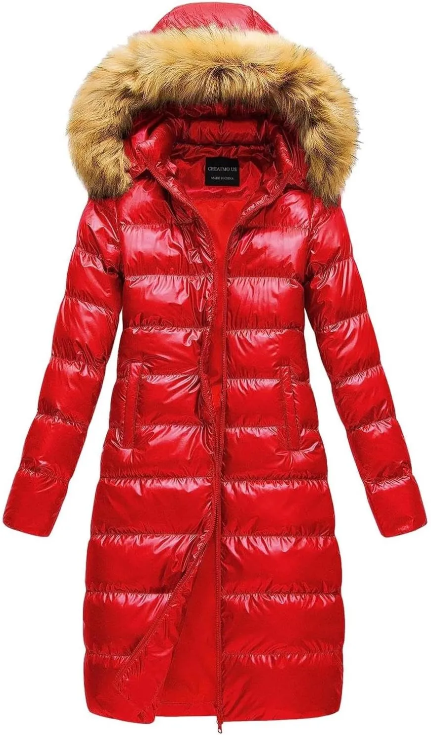 Womens Shiny Jacket With Removable Hood Winter Casual Going Out Parka Coat Long Plus Size Thicken Puffer Coat