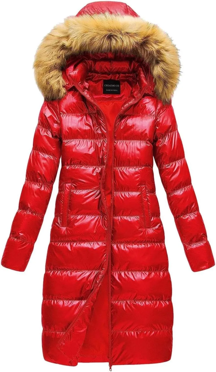 Womens Shiny Jacket With Removable Hood Winter Casual Going Out Parka Coat Long Plus Size Thicken Puffer Coat