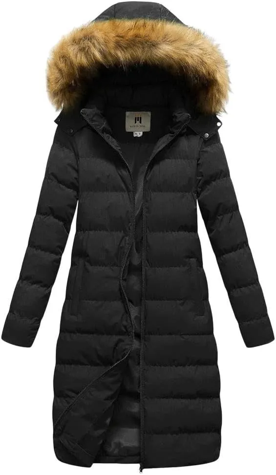 Womens Shiny Jacket With Removable Hood Winter Casual Going Out Parka Coat Long Plus Size Thicken Puffer Coat