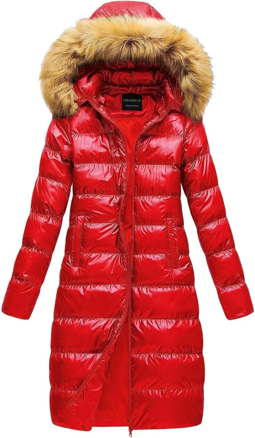 Womens Shiny Jacket With Removable Hood Winter Casual Going Out Parka Coat Long Plus Size Thicken Puffer Coat
