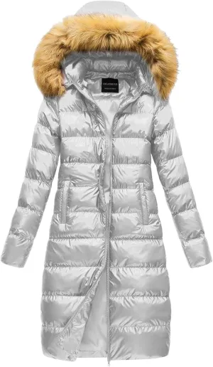 Womens Shiny Jacket With Removable Hood Winter Casual Going Out Parka Coat Long Plus Size Thicken Puffer Coat