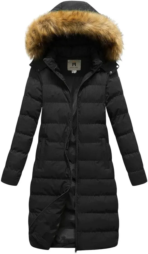 Womens Shiny Jacket With Removable Hood Winter Casual Going Out Parka Coat Long Plus Size Thicken Puffer Coat