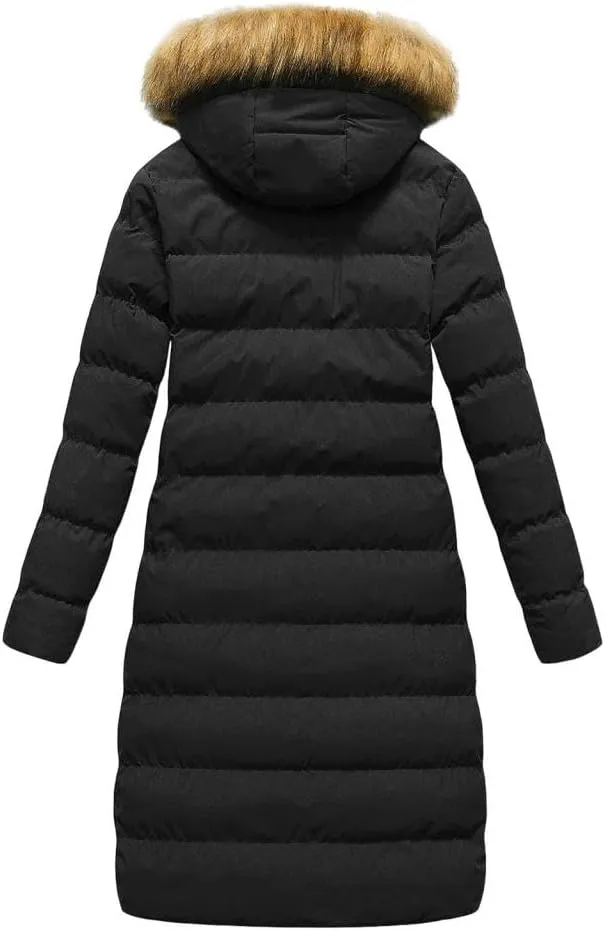 Womens Shiny Jacket With Removable Hood Winter Casual Going Out Parka Coat Long Plus Size Thicken Puffer Coat