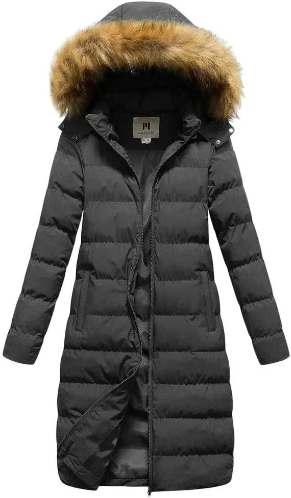 Womens Shiny Jacket With Removable Hood Winter Casual Going Out Parka Coat Long Plus Size Thicken Puffer Coat