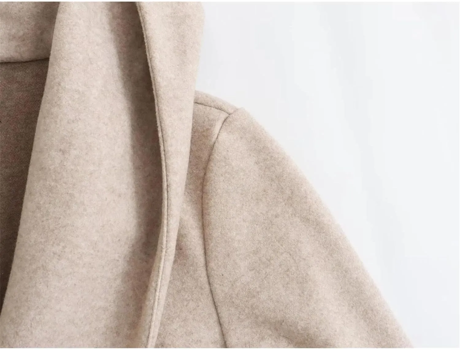 Womens Wool Blend Hooded Coats Long Sleeve Belted Trench Coat Casual Open Front Cardigan Jackets Overcoat