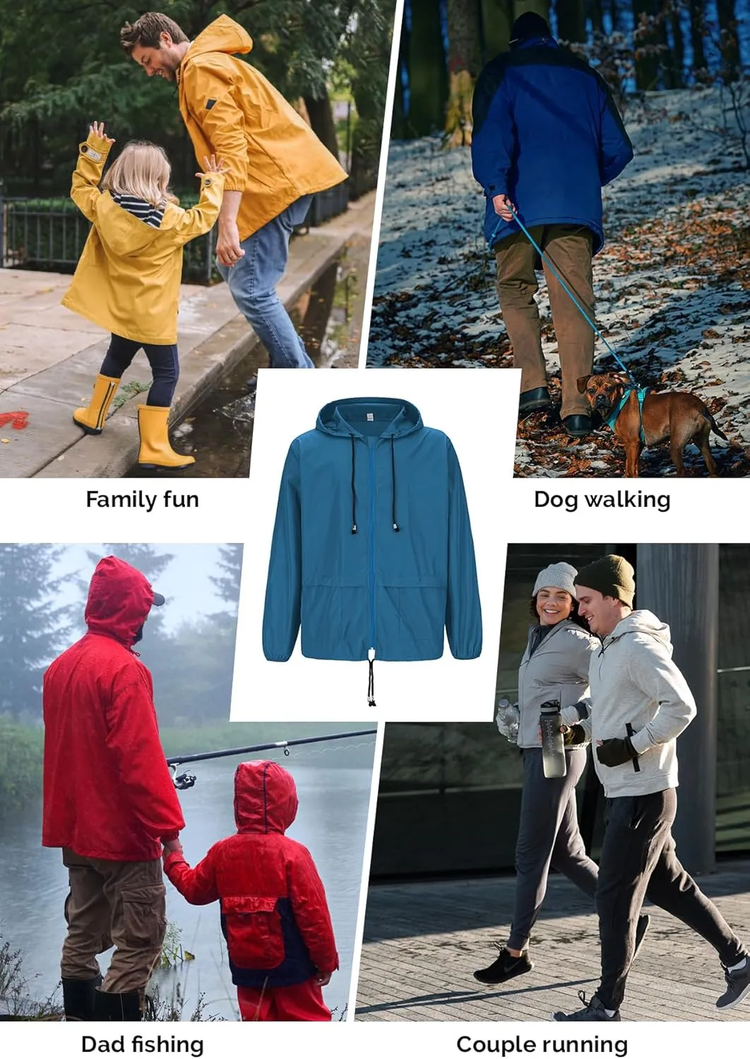 Zando Raincoat for Men Packable Rain Jacket Waterproof with Hood Outdoor Windbreaker Jackets Lightweight Cycling Raincoats