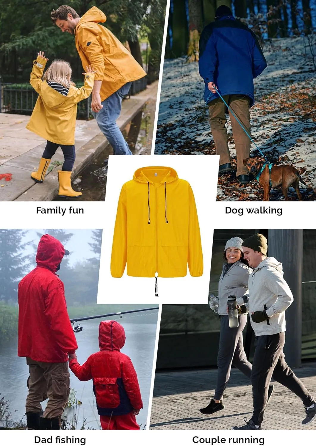 Zando Raincoat for Men Packable Rain Jacket Waterproof with Hood Outdoor Windbreaker Jackets Lightweight Cycling Raincoats