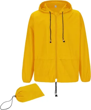 Zando Raincoat for Men Packable Rain Jacket Waterproof with Hood Outdoor Windbreaker Jackets Lightweight Cycling Raincoats